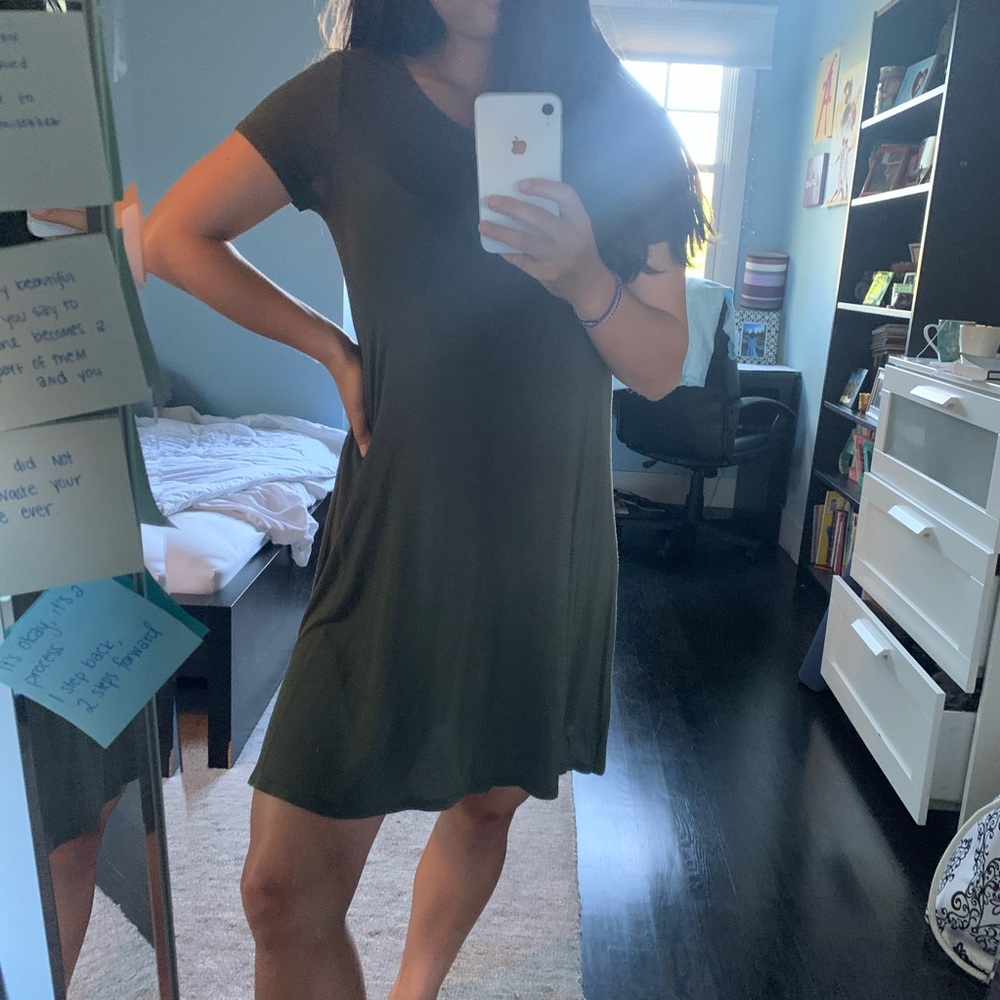 Olive green T-shirt dress